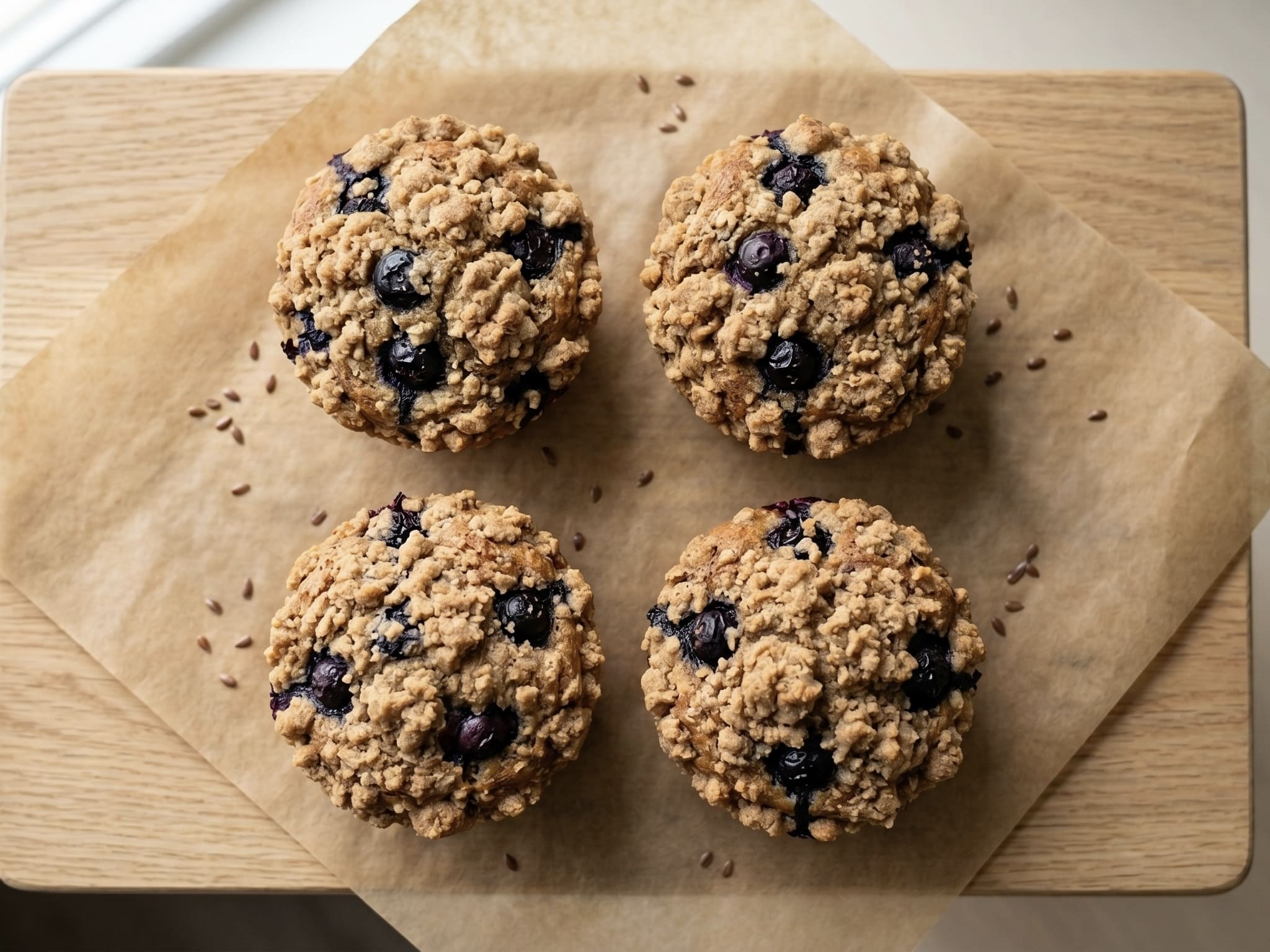 Lněné muffiny s borůvkami