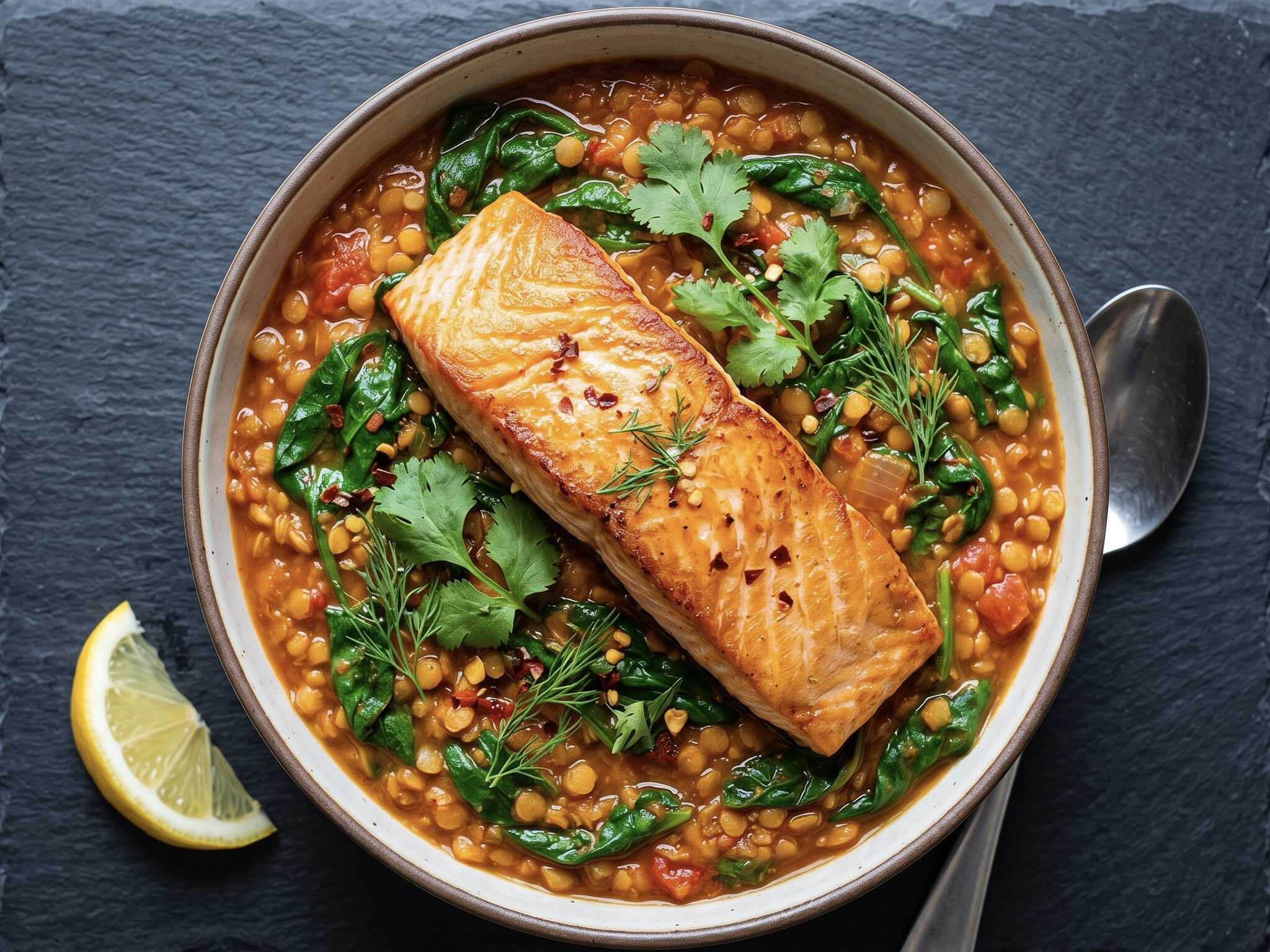 Čočková mísa s lososem
