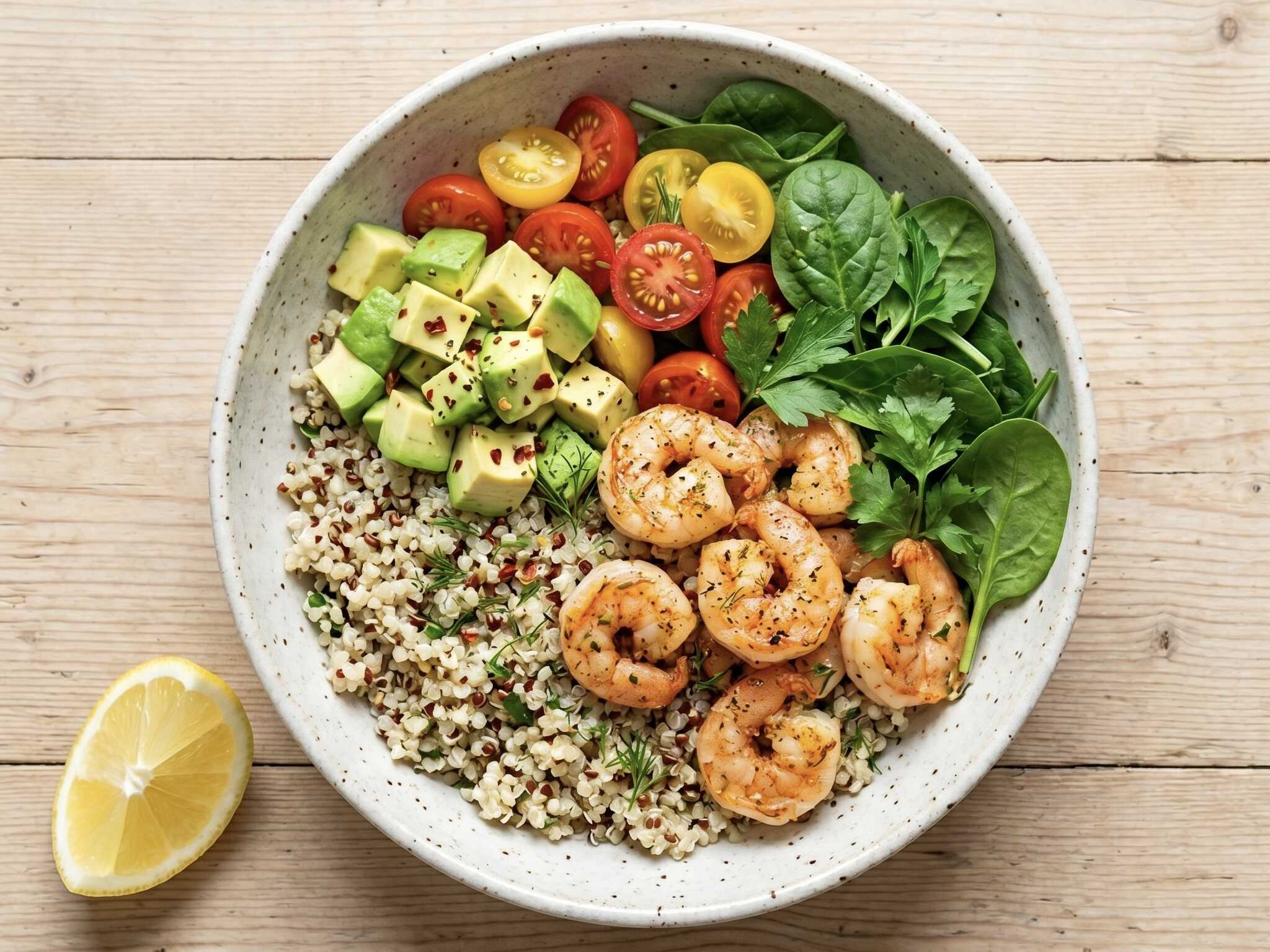 Quinoa salát s krevetami