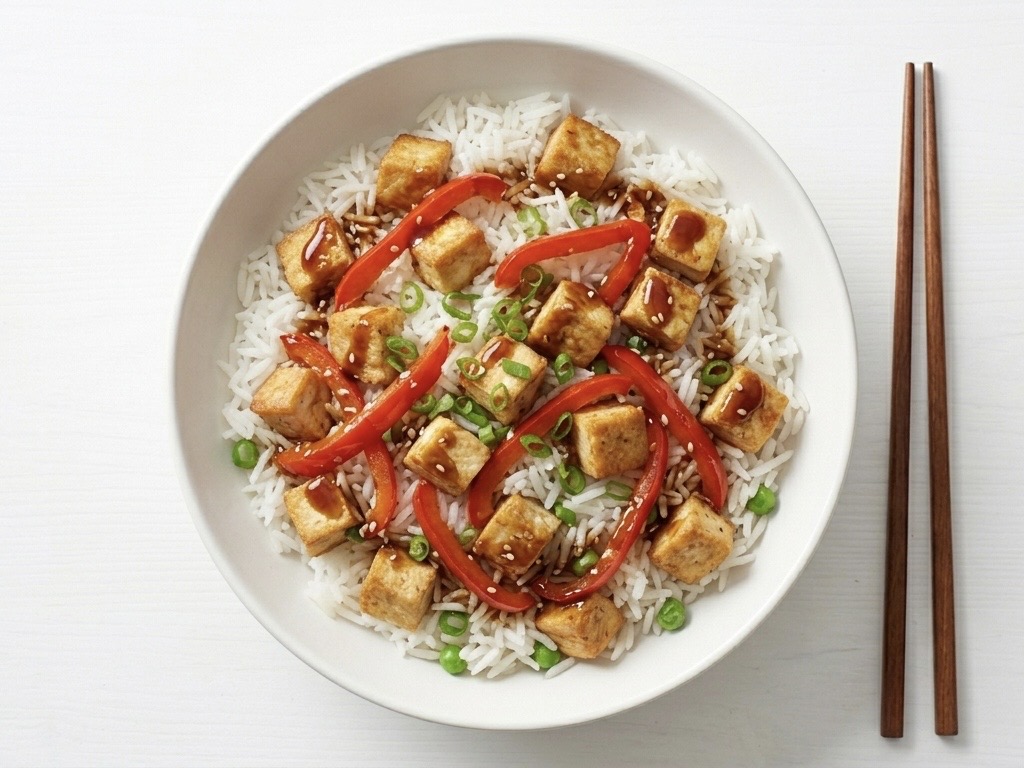 Rýže s tofu a paprikou