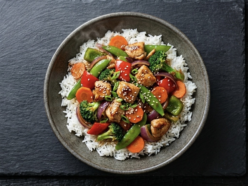 Kuřecí wok s rýží