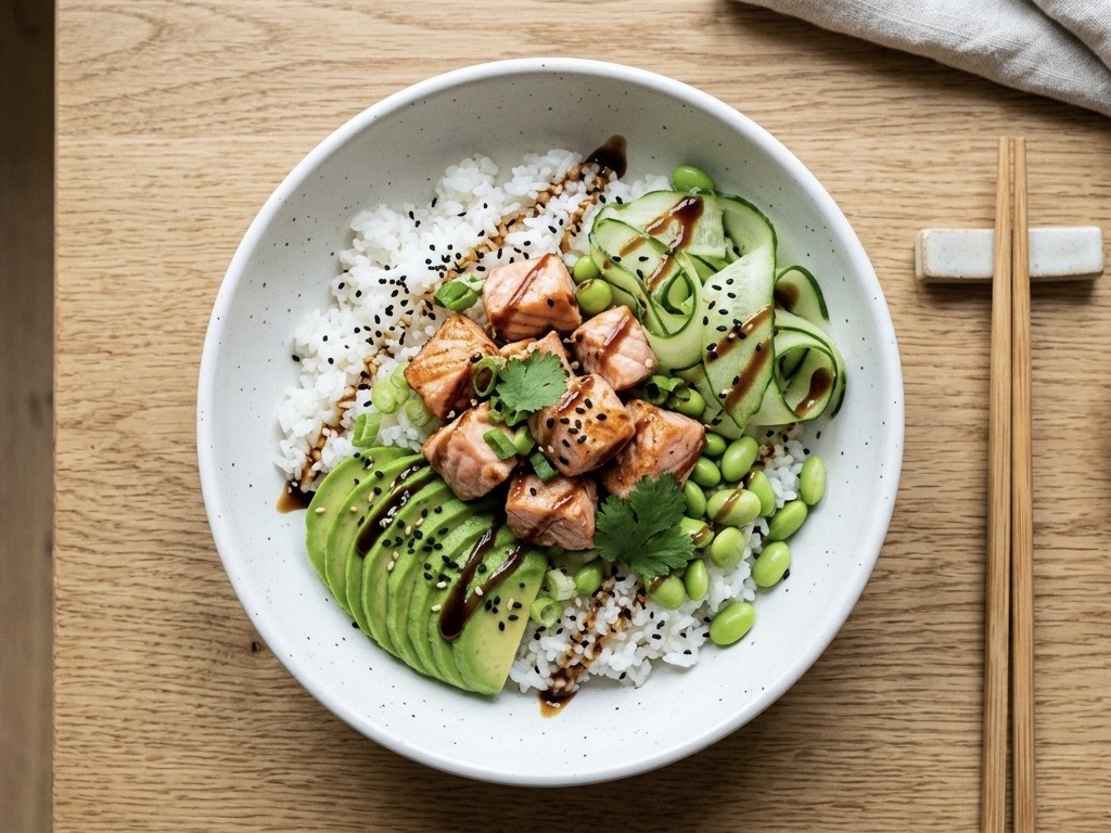 Lososový sushi bowl